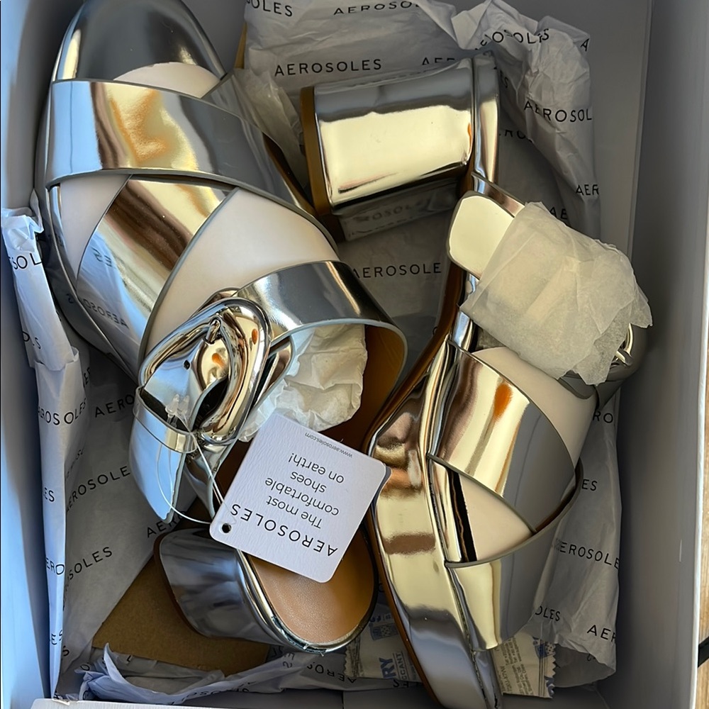 Aerosoles Silver Strappy Heels